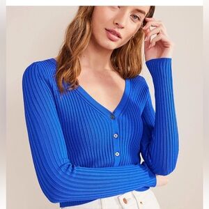 Boden Cropped Wide Neck Ribbed Cardigan